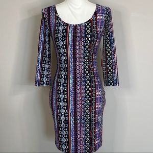 Hot Kiss Bodycon Colorful Long Sleeve Dress